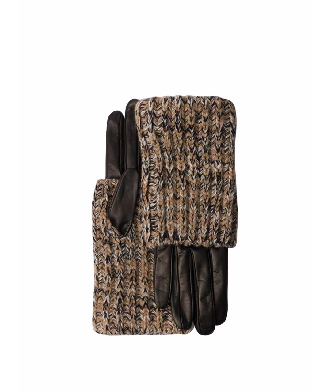 PRADA Коричневые кожаные перчатки, фото 1