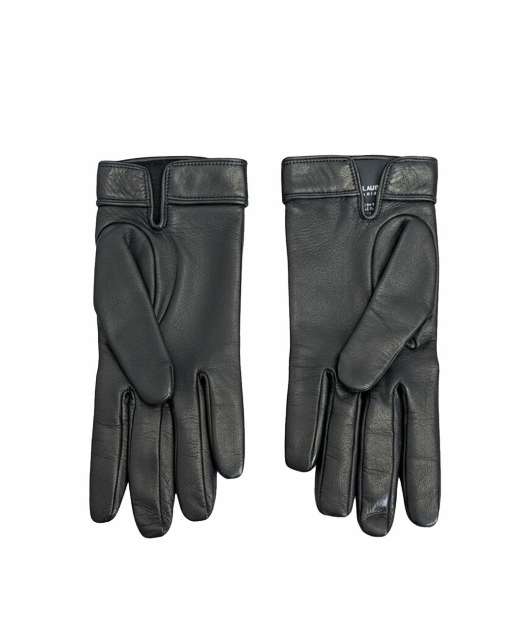 SAINT LAURENT Черные кожаные перчатки, фото 1