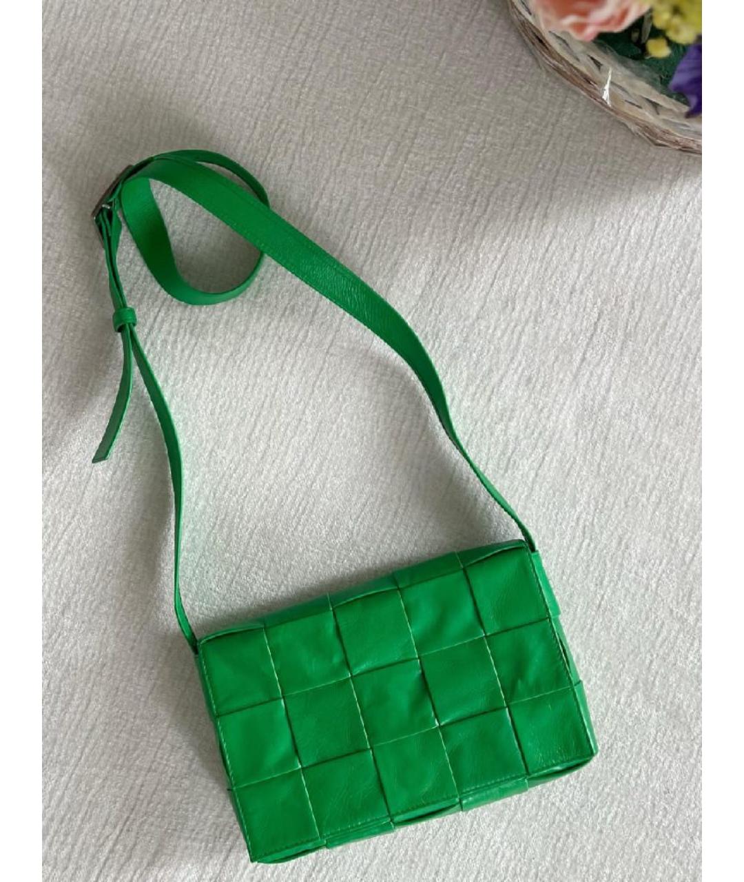 BOTTEGA VENETA Зеленая кожаная сумка через плечо, фото 10
