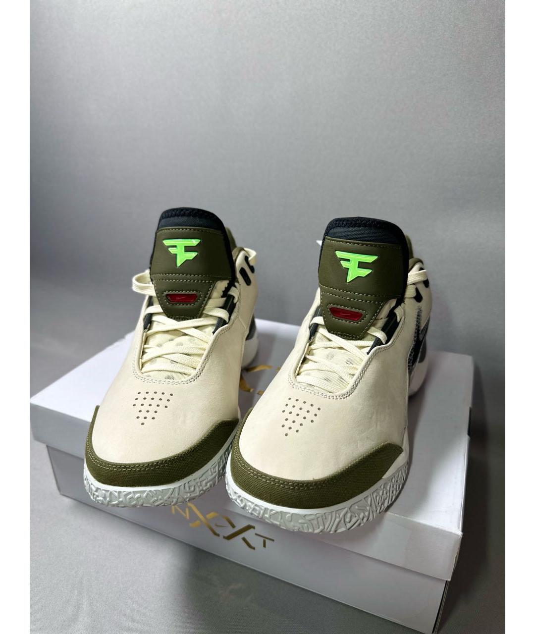 NIKE Бежевые кожаные высокие кроссовки / кеды, фото 2