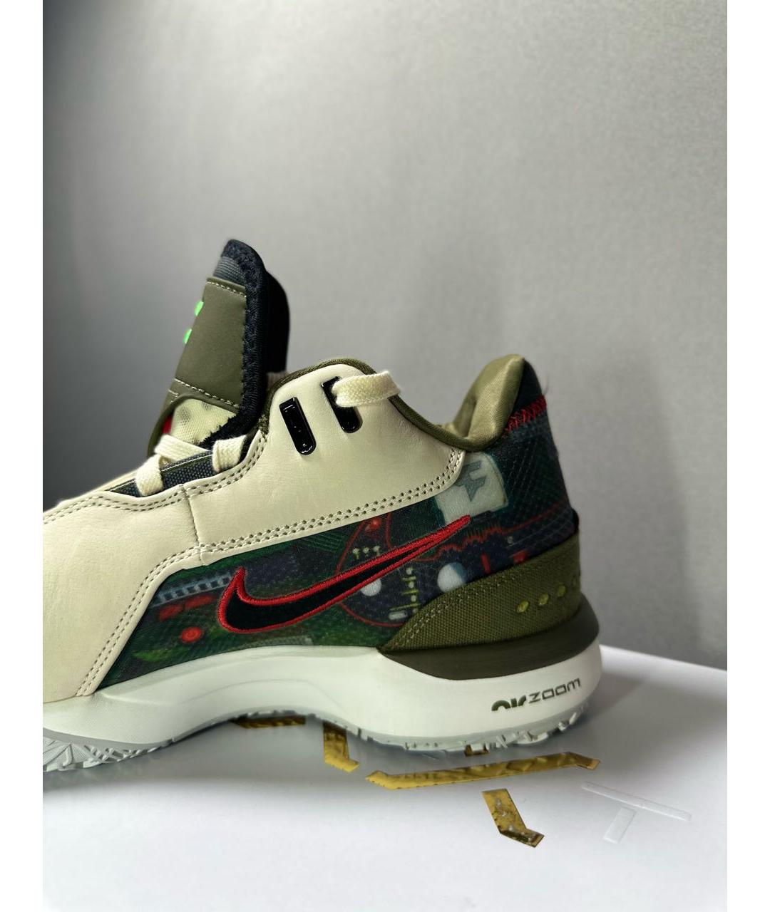 NIKE Бежевые кожаные высокие кроссовки / кеды, фото 5