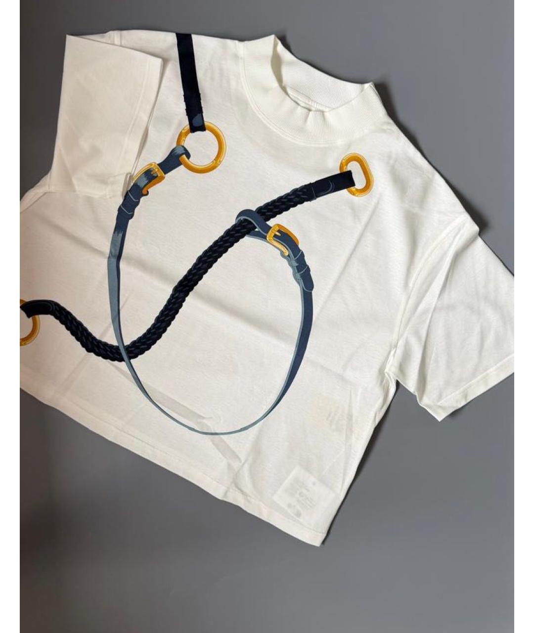HERMES Белая хлопковая футболка, фото 2
