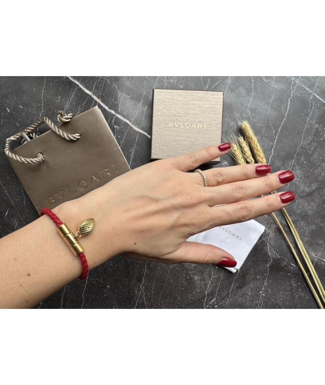 BVLGARI Бордовый кожаный браслет, фото 2