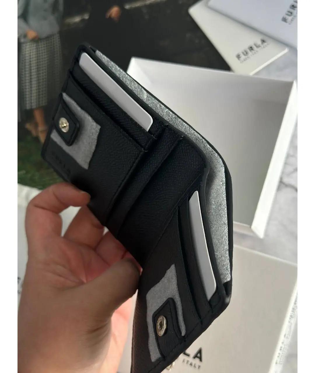 FURLA Черный кожаный кошелек, фото 3