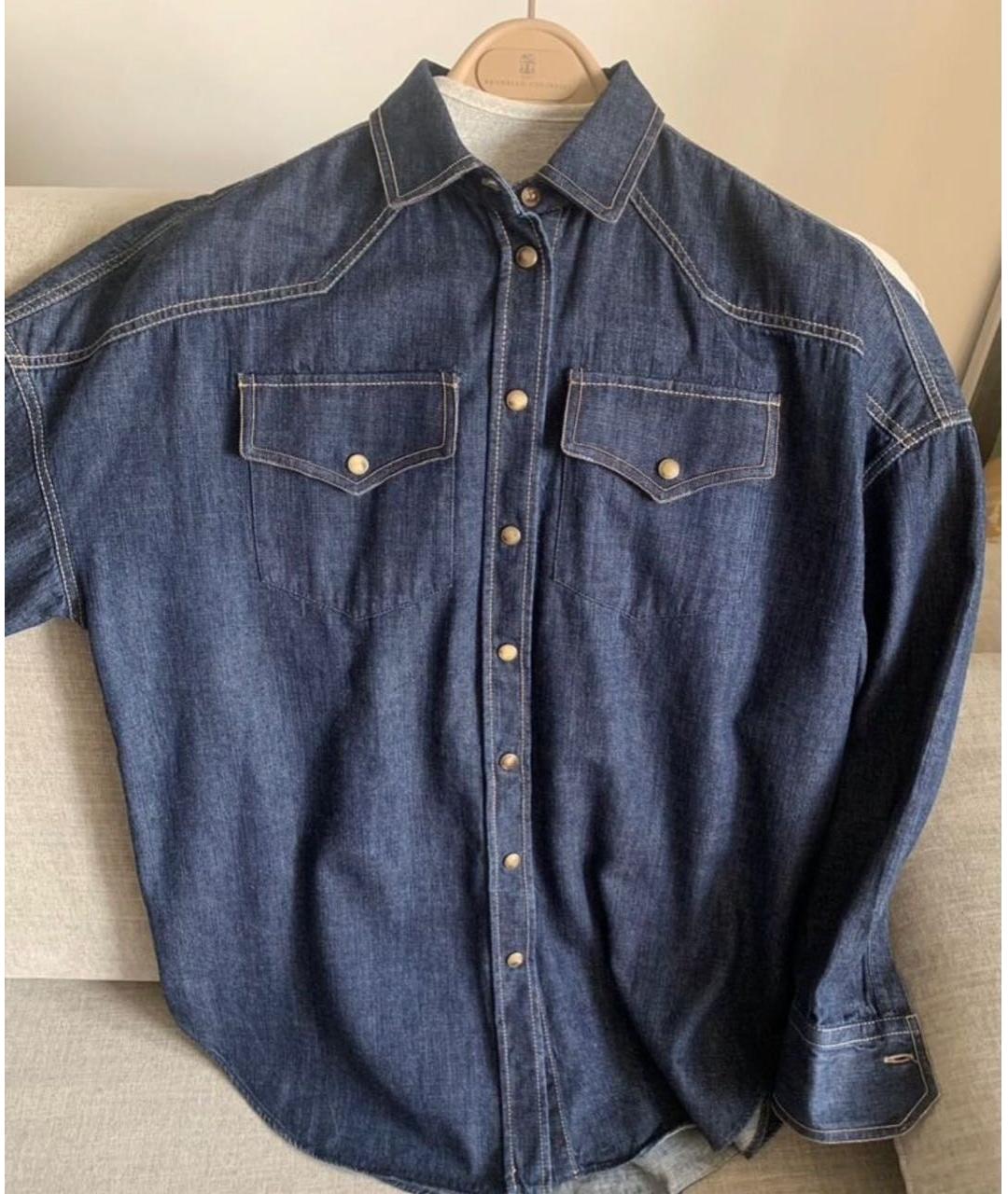 BRUNELLO CUCINELLI Темно-синяя деним рубашка, фото 2