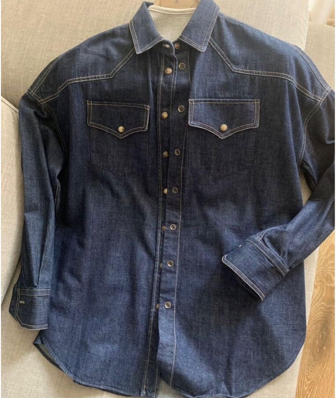 BRUNELLO CUCINELLI Темно-синяя деним рубашка, фото 9