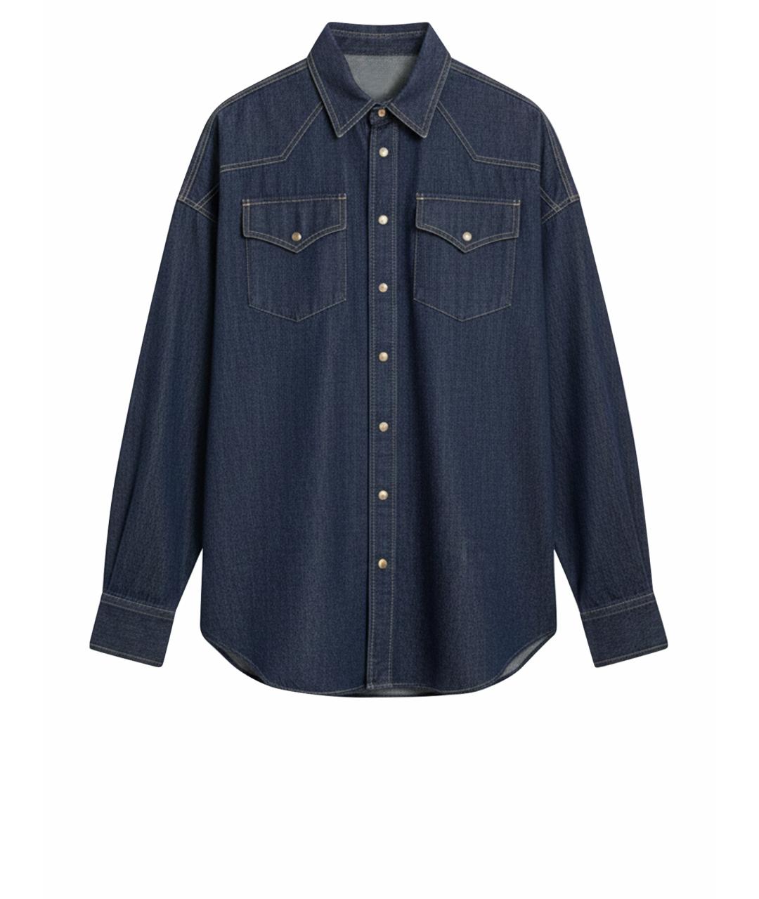 BRUNELLO CUCINELLI Темно-синяя деним рубашка, фото 1