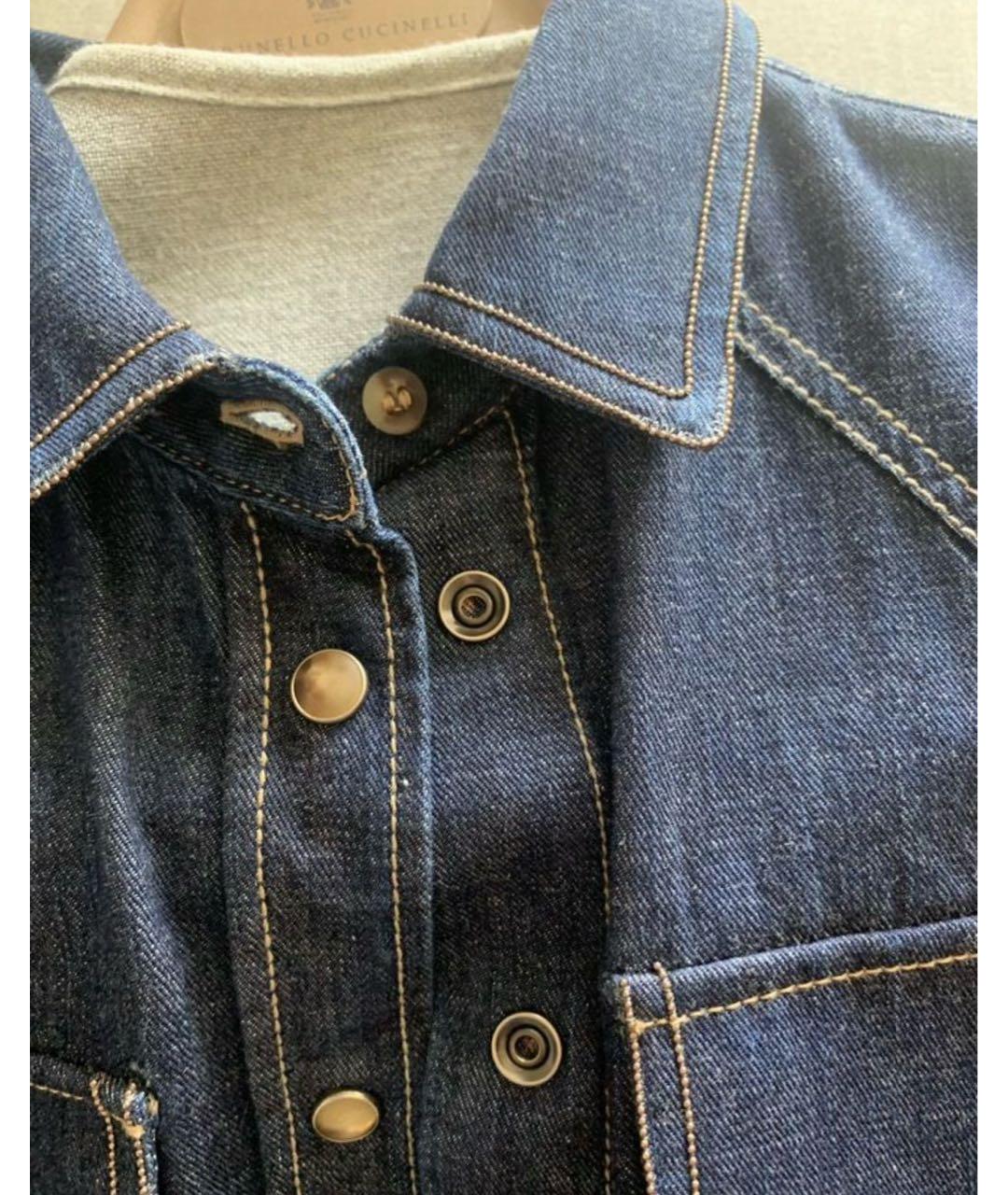 BRUNELLO CUCINELLI Темно-синяя деним рубашка, фото 8