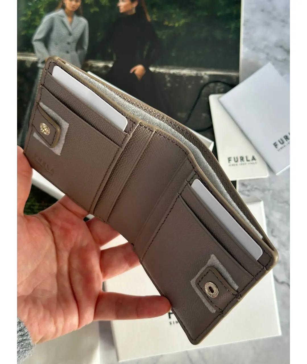 FURLA Серый кожаный кошелек, фото 4