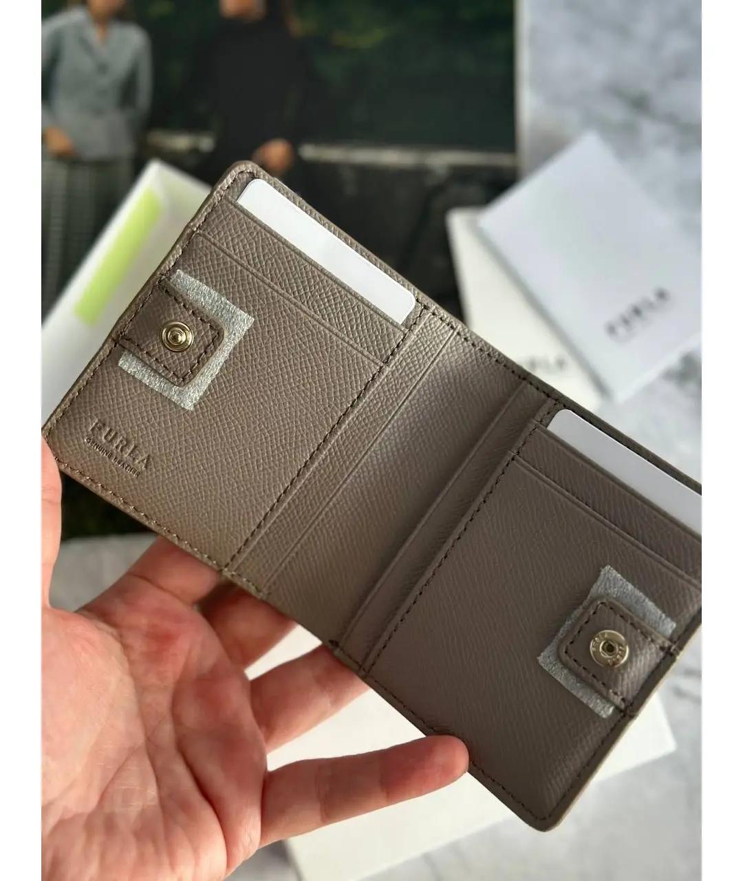 FURLA Серый кожаный кошелек, фото 3