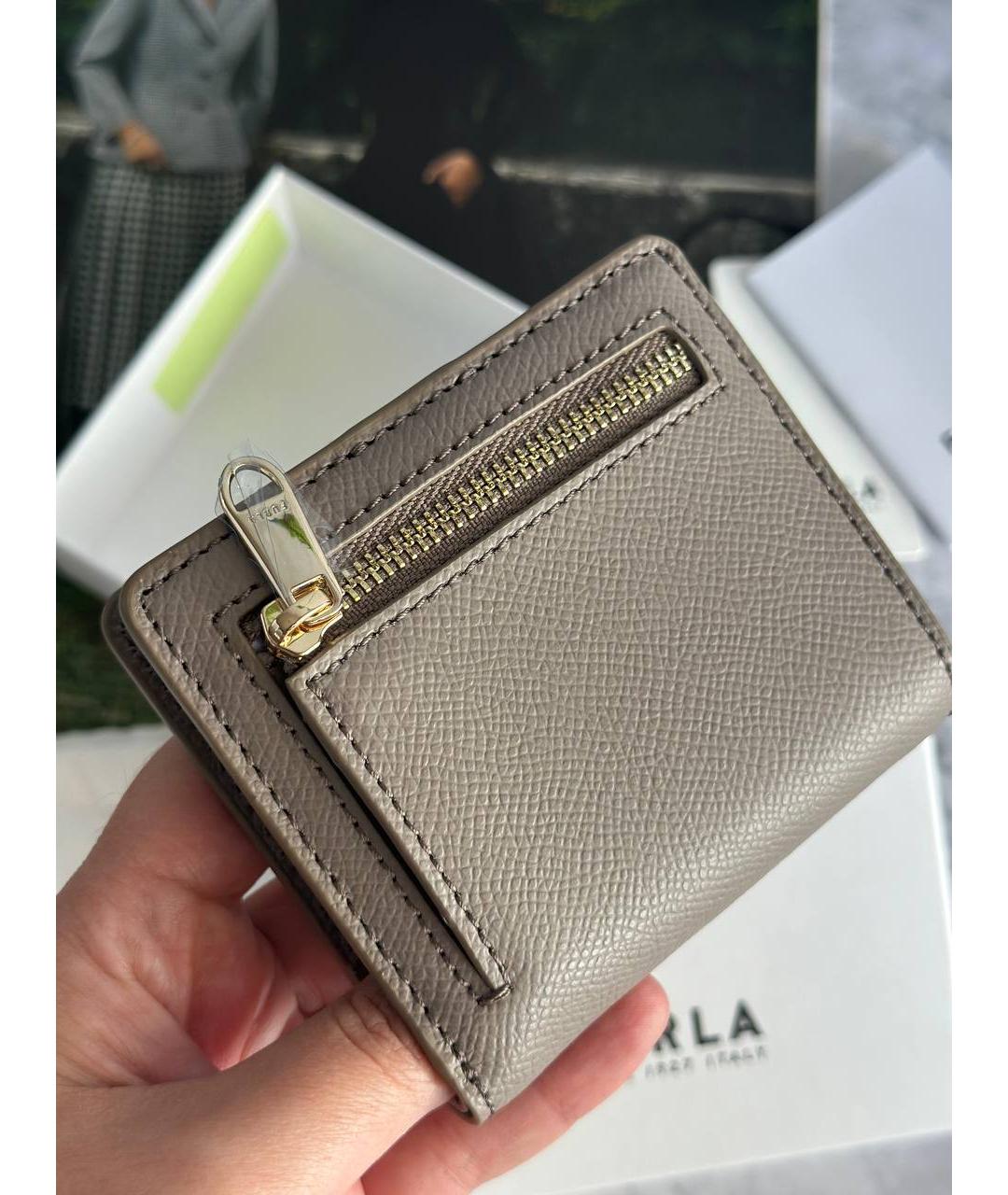 FURLA Серый кожаный кошелек, фото 5