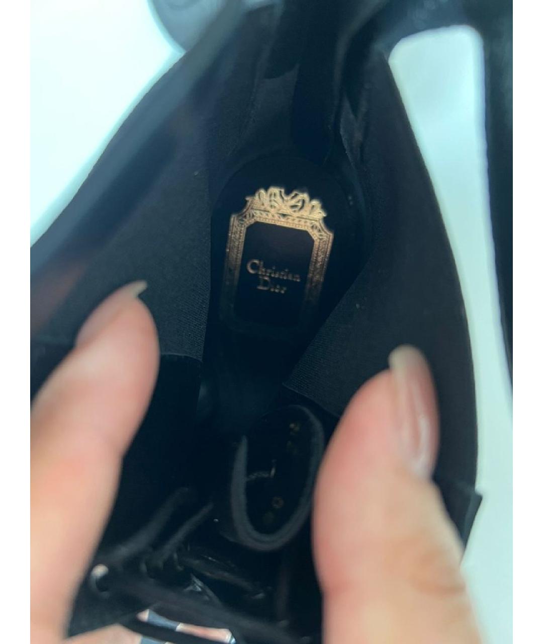 CHRISTIAN DIOR Черные текстильные босоножки, фото 6