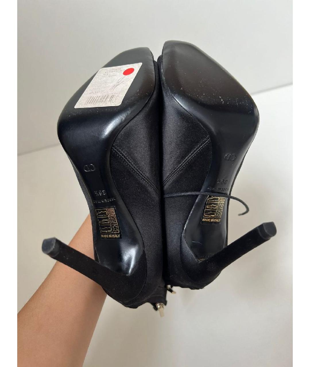 CHRISTIAN DIOR Черные текстильные босоножки, фото 4