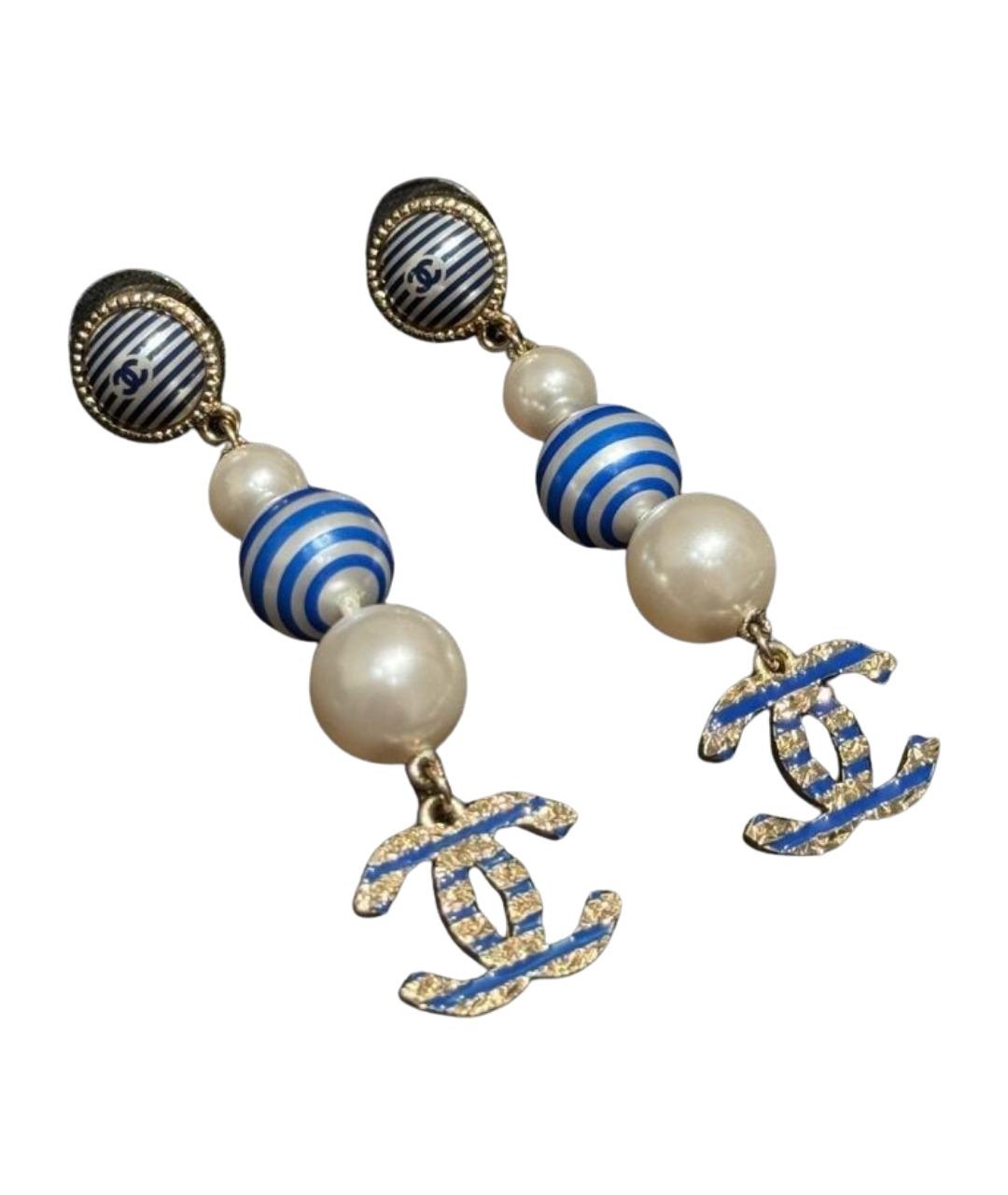 CHANEL Синие металлические серьги, фото 1