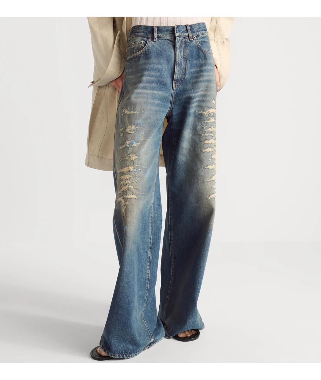 CHRISTIAN DIOR Синие хлопковые джинсы клеш, фото 4