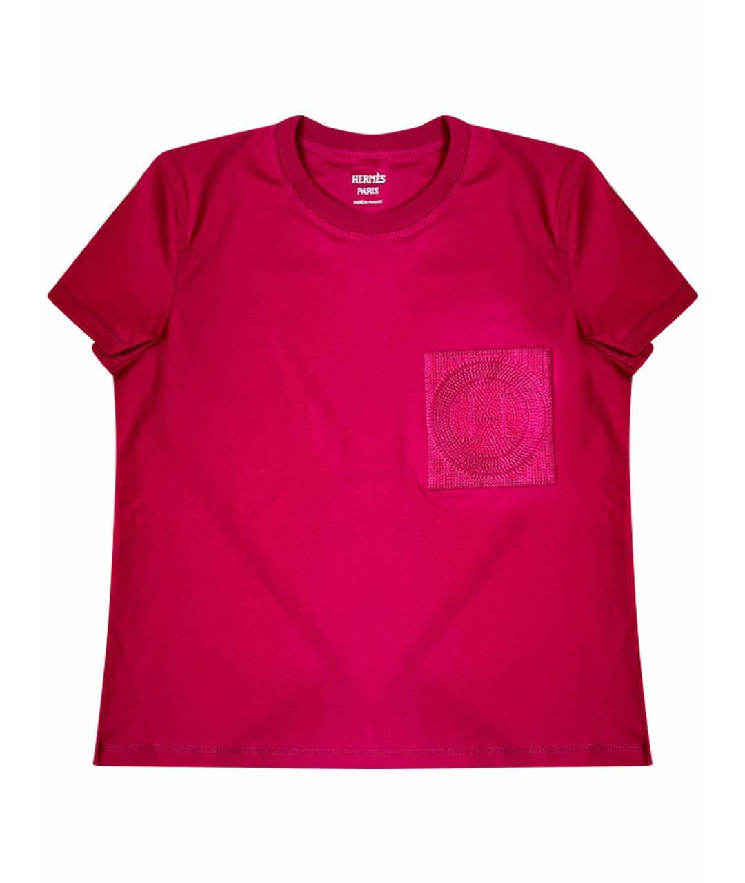 HERMES Розовая хлопковая футболка, фото 1