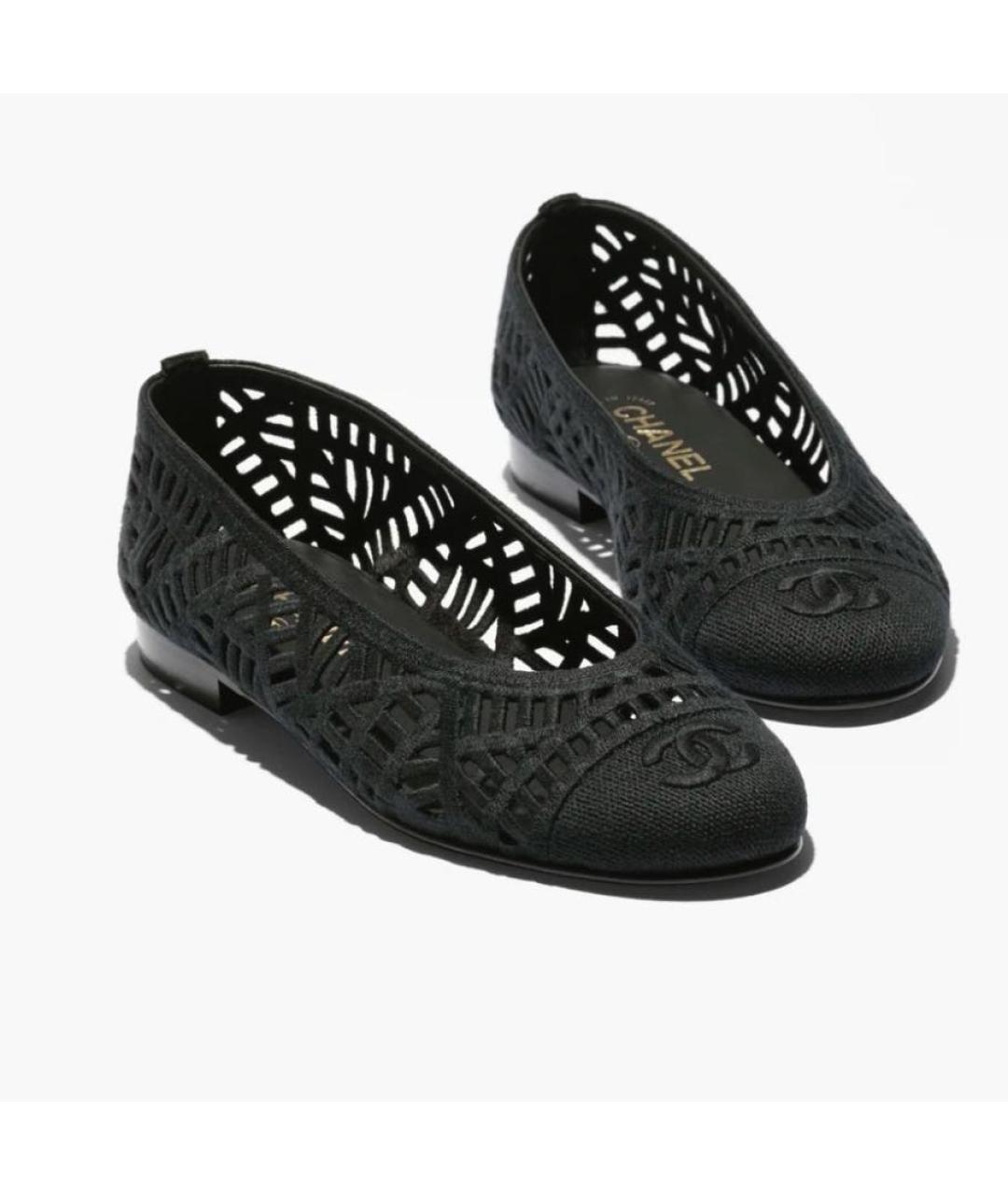 CHANEL Черные текстильные балетки, фото 2