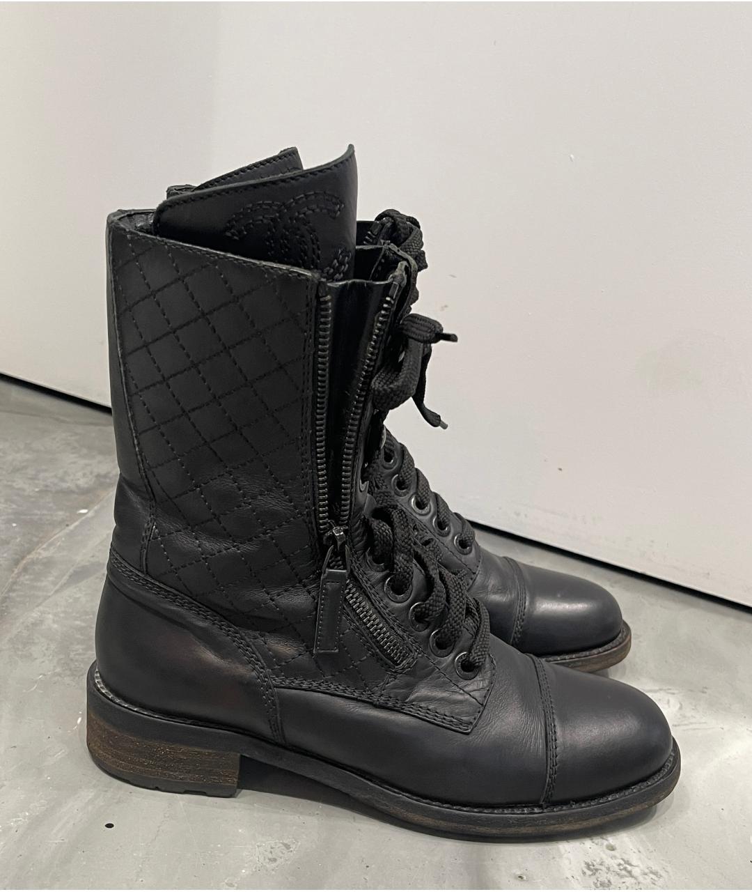 CHANEL Черные кожаные ботинки, фото 3