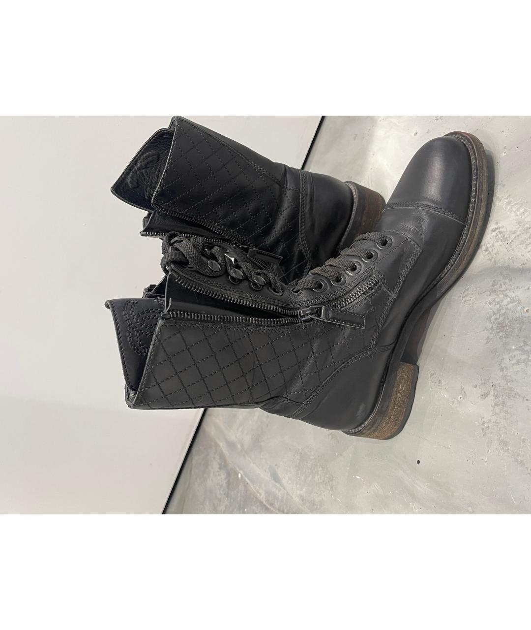 CHANEL Черные кожаные ботинки, фото 5