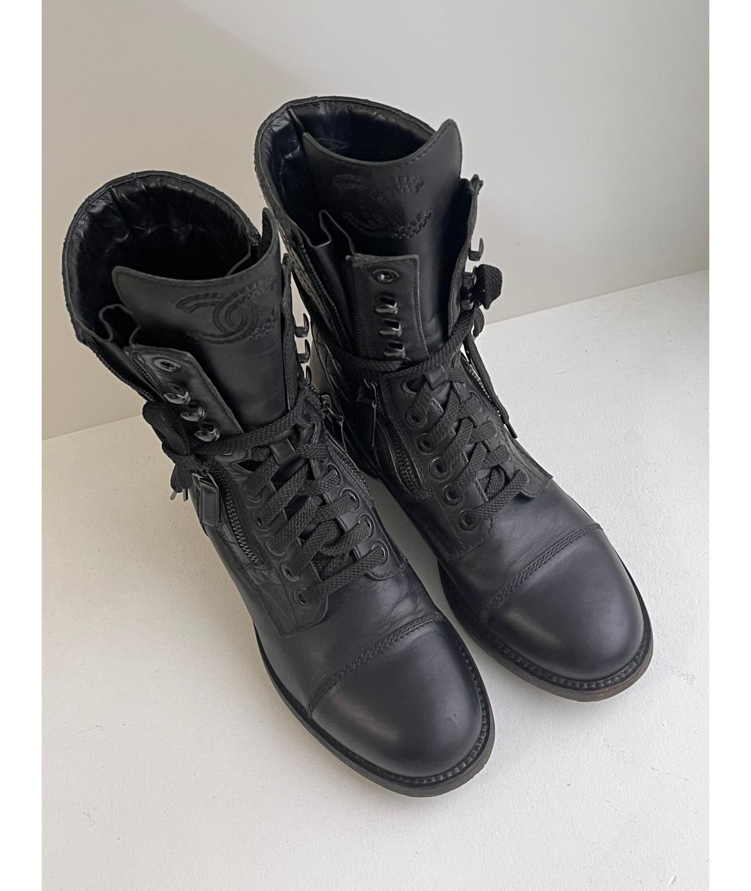 CHANEL Черные кожаные ботинки, фото 8