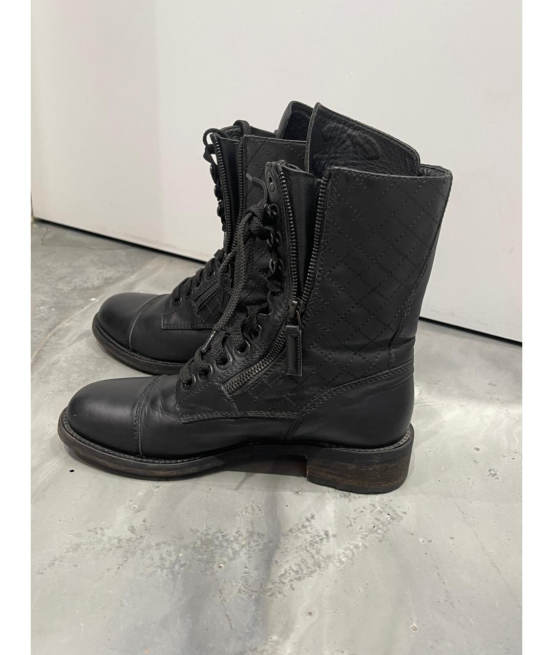 CHANEL Черные кожаные ботинки, фото 6