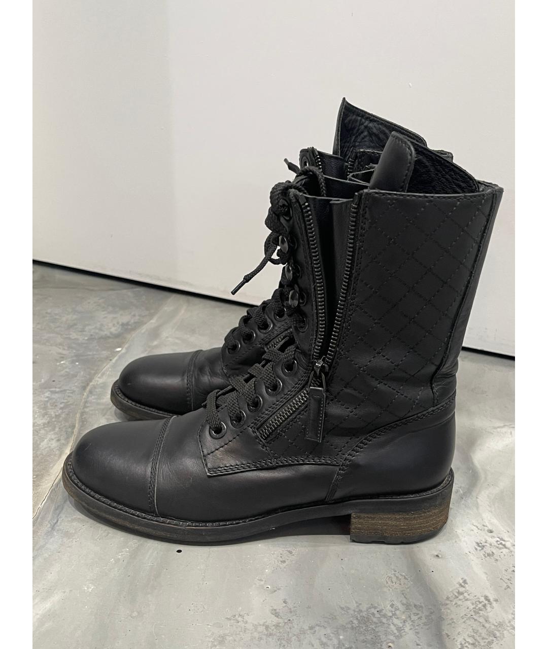 CHANEL Черные кожаные ботинки, фото 4