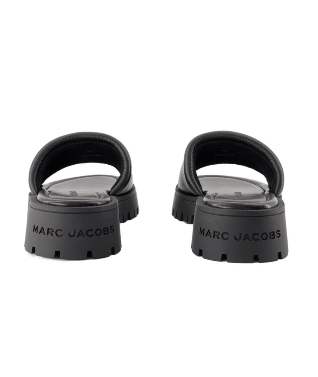 MARC JACOBS Черные кожаные шлепанцы, фото 3