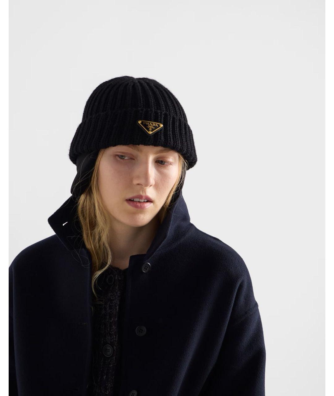 PRADA Черная шерстяная шапка, фото 3