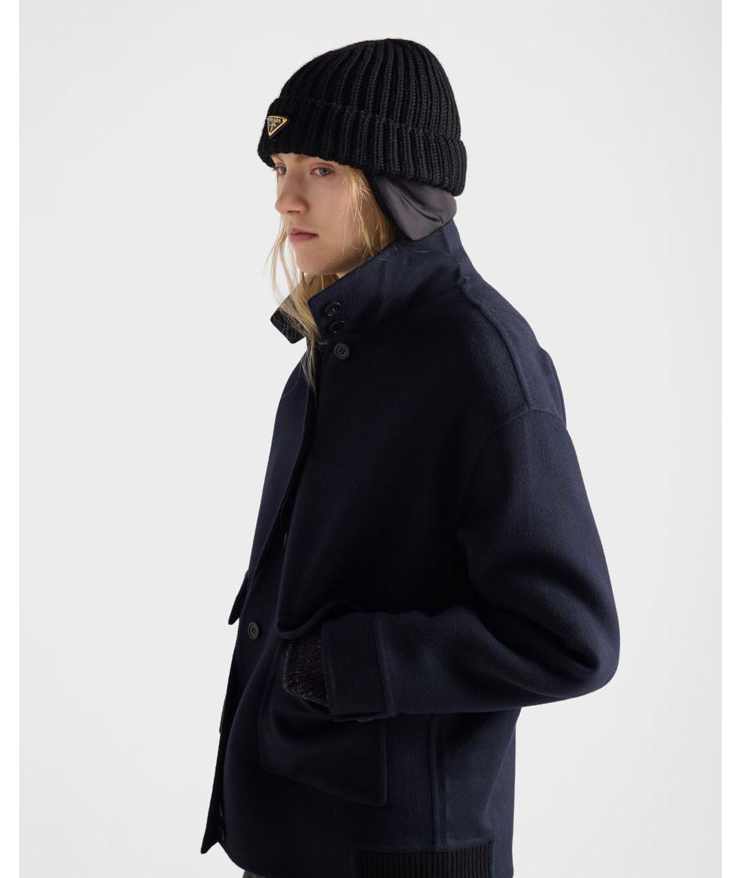 PRADA Черная шерстяная шапка, фото 2