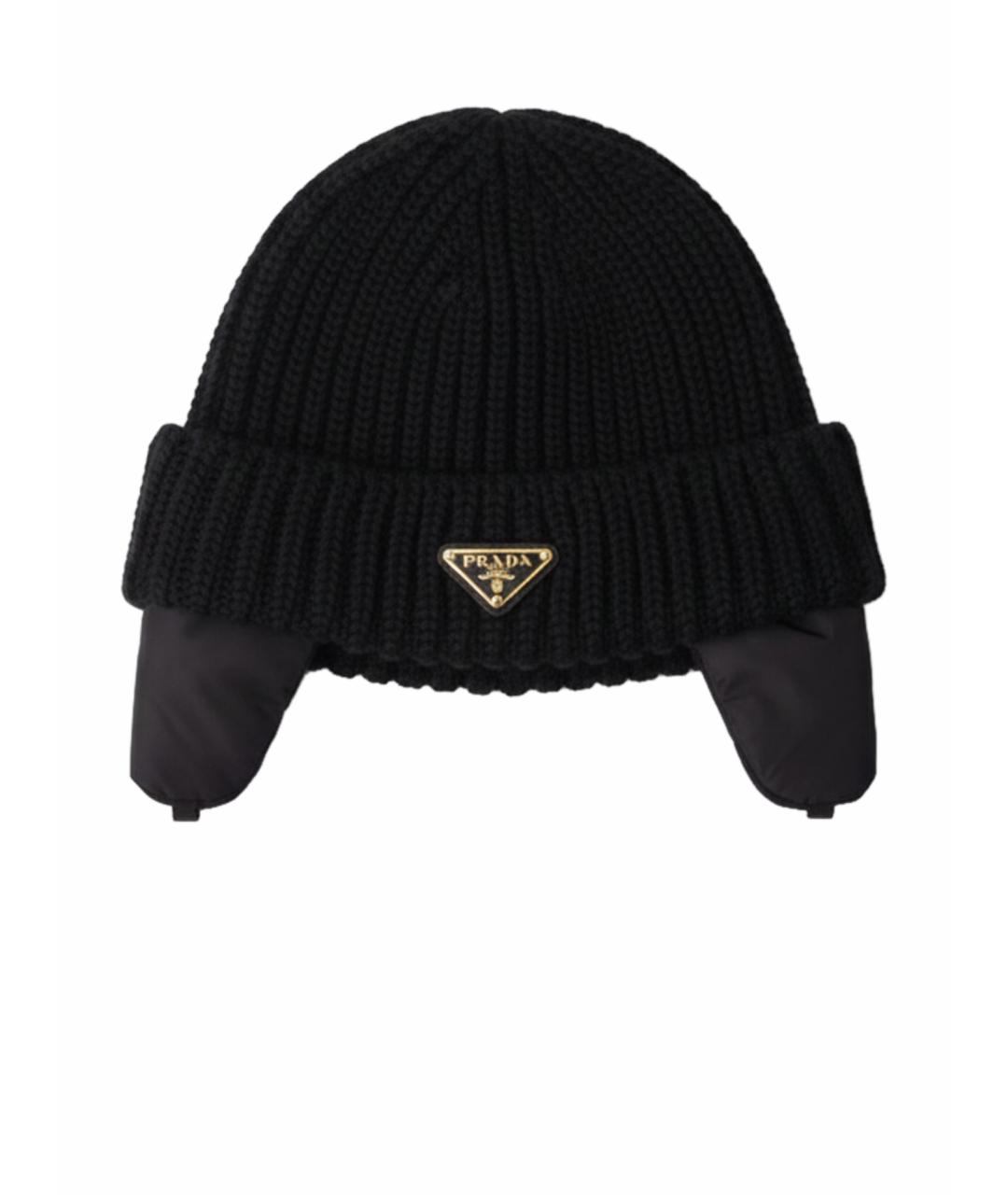 PRADA Черная шерстяная шапка, фото 1