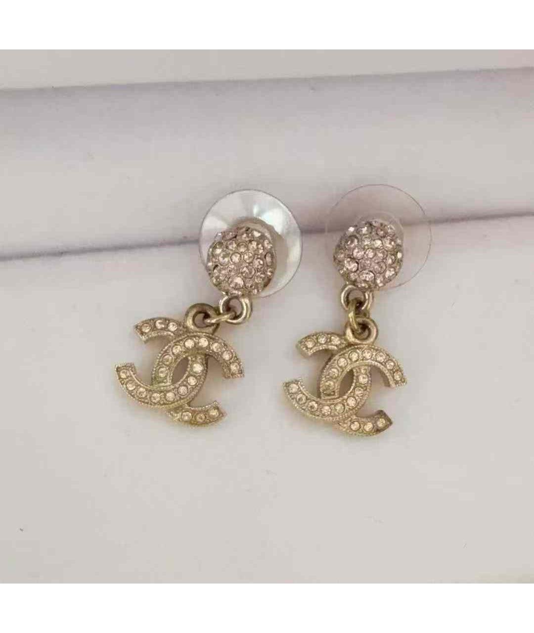 CHANEL Золотые металлические серьги, фото 2