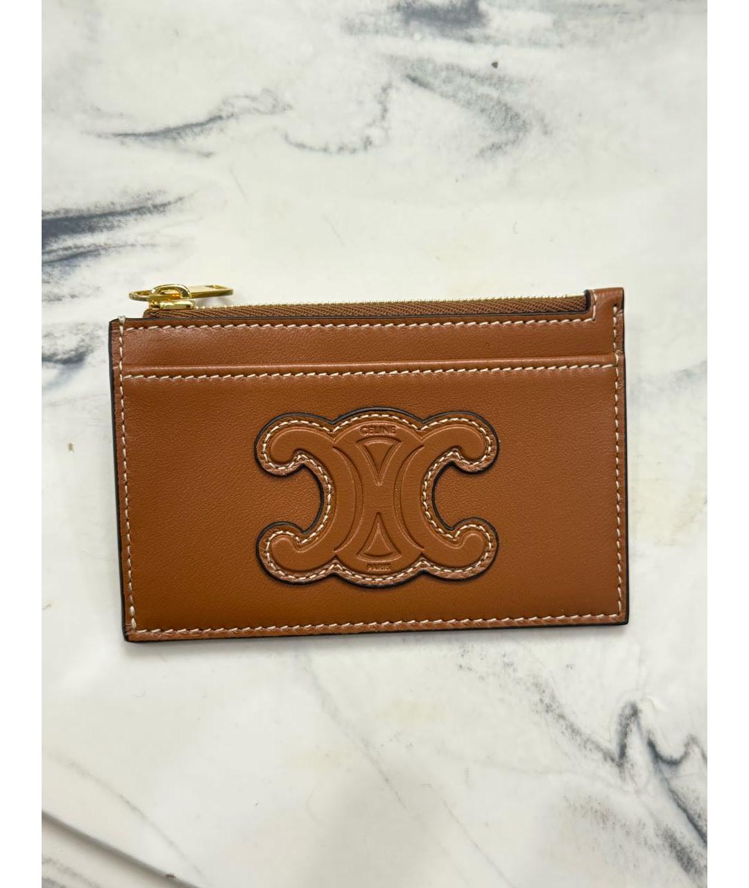 CELINE Коричневый кожаный кардхолдер, фото 2