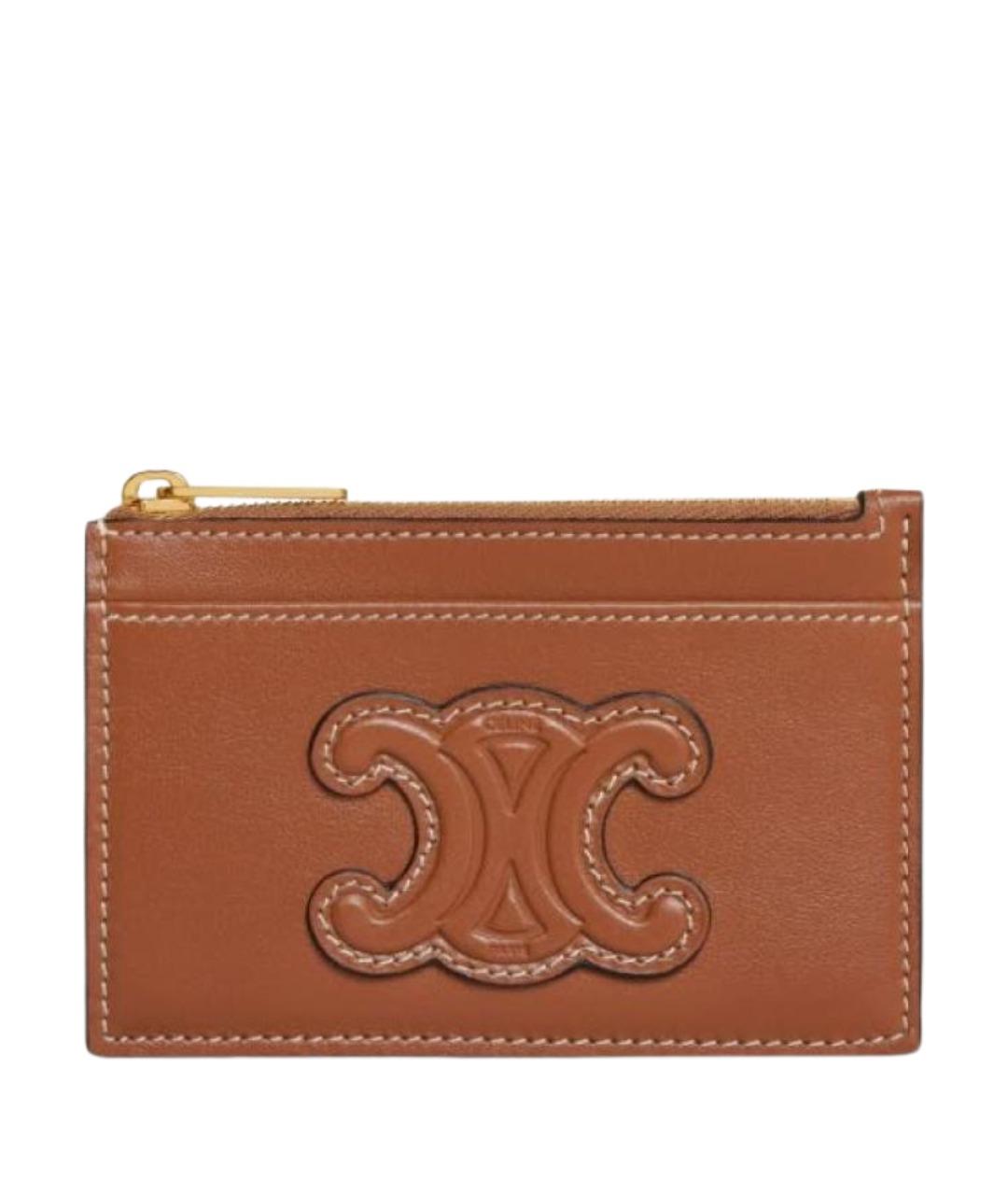 CELINE Коричневый кожаный кардхолдер, фото 1