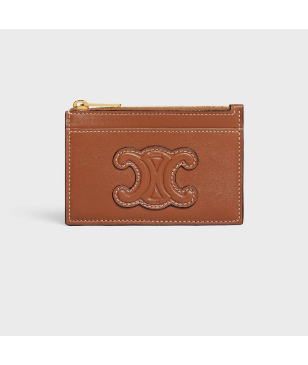CELINE Коричневый кожаный кардхолдер, фото 3