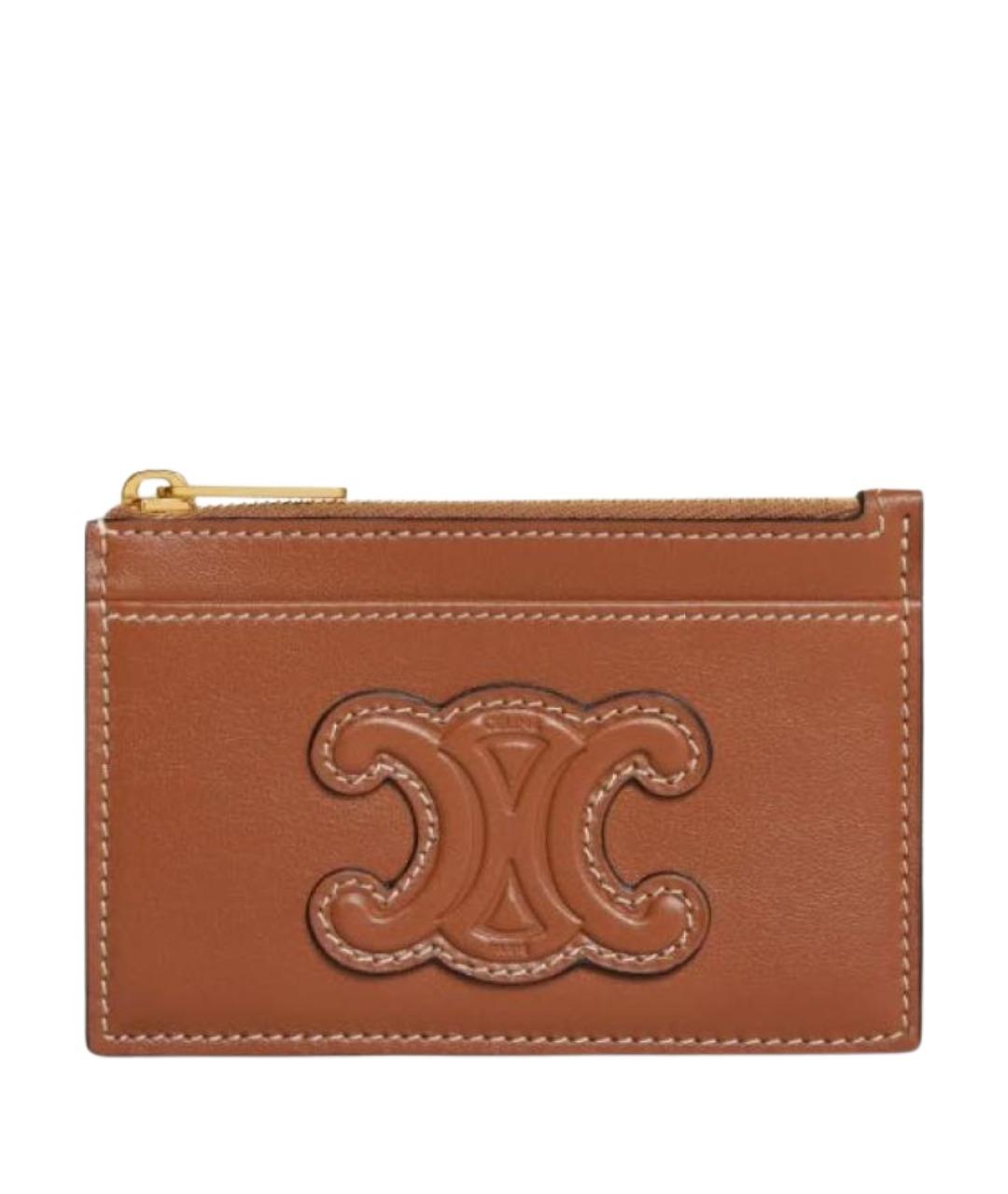 CELINE Коричневый кожаный кардхолдер, фото 1