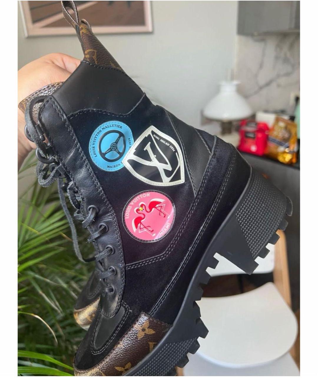 LOUIS VUITTON Черные кожаные ботинки, фото 3