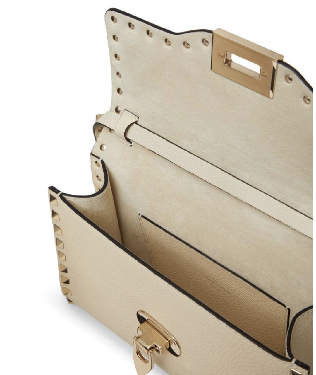 VALENTINO Бежевая кожаная сумка через плечо, фото 4