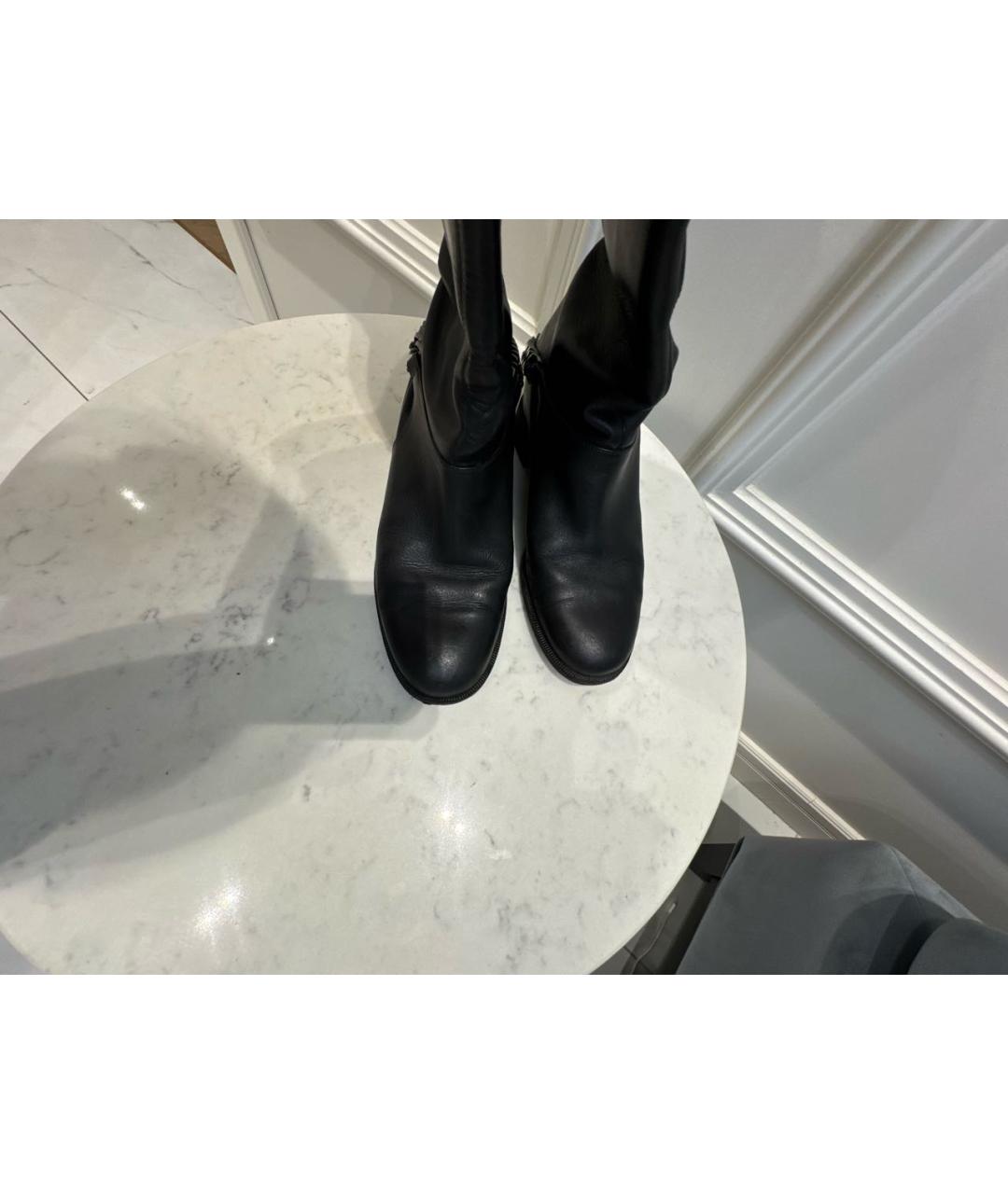 CHRISTIAN LOUBOUTIN Черные кожаные сапоги, фото 3