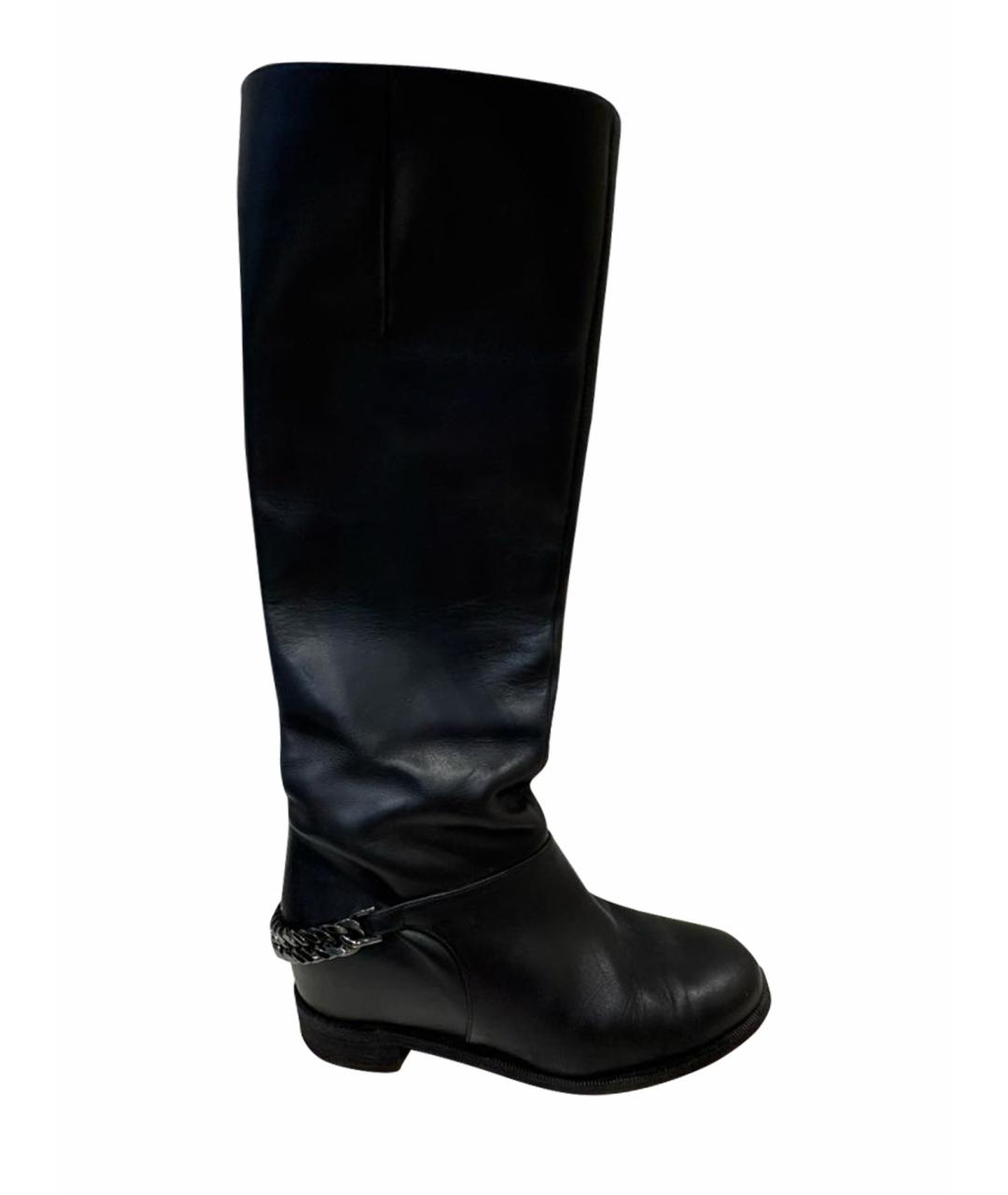 CHRISTIAN LOUBOUTIN Черные кожаные сапоги, фото 1