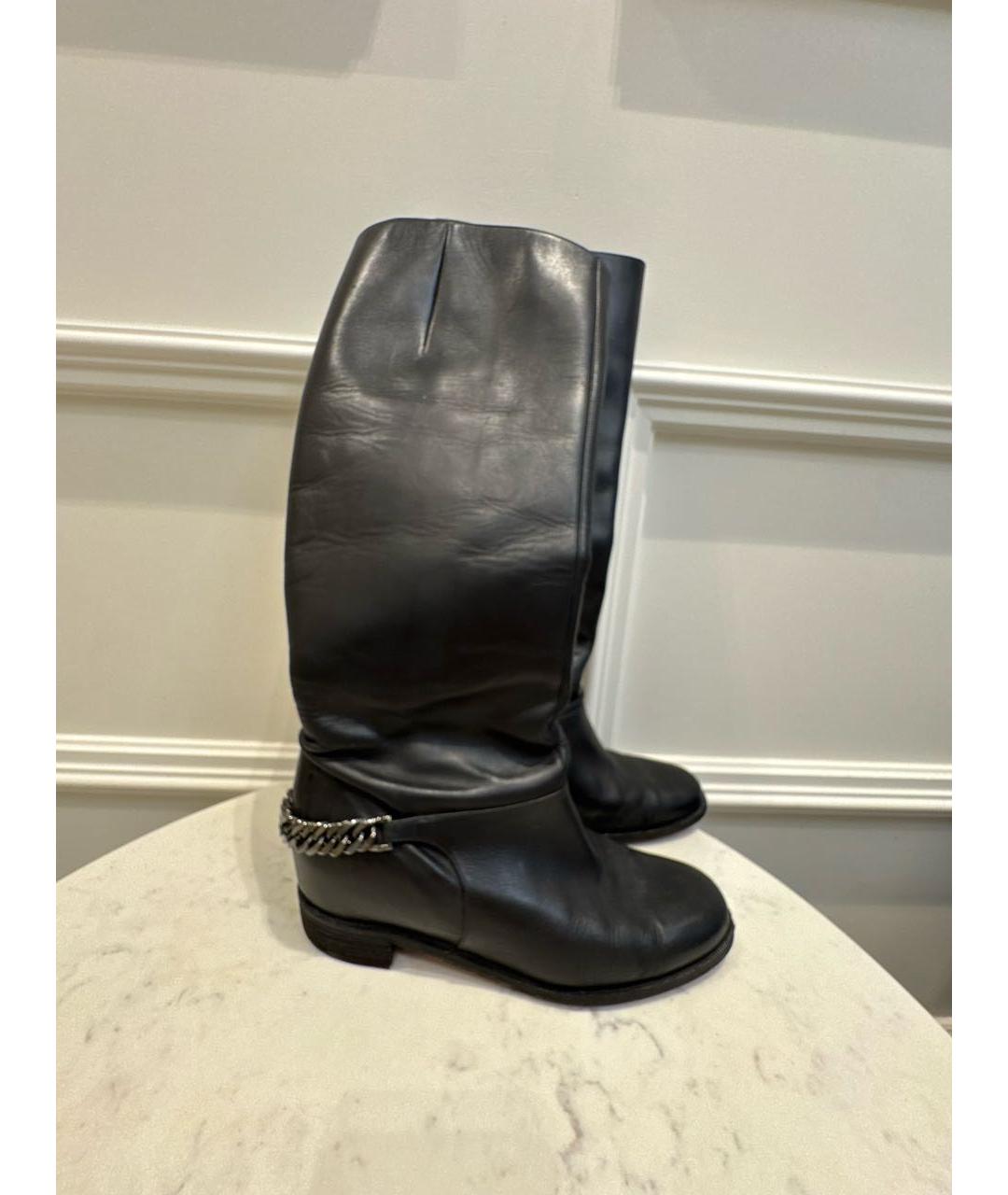 CHRISTIAN LOUBOUTIN Черные кожаные сапоги, фото 2