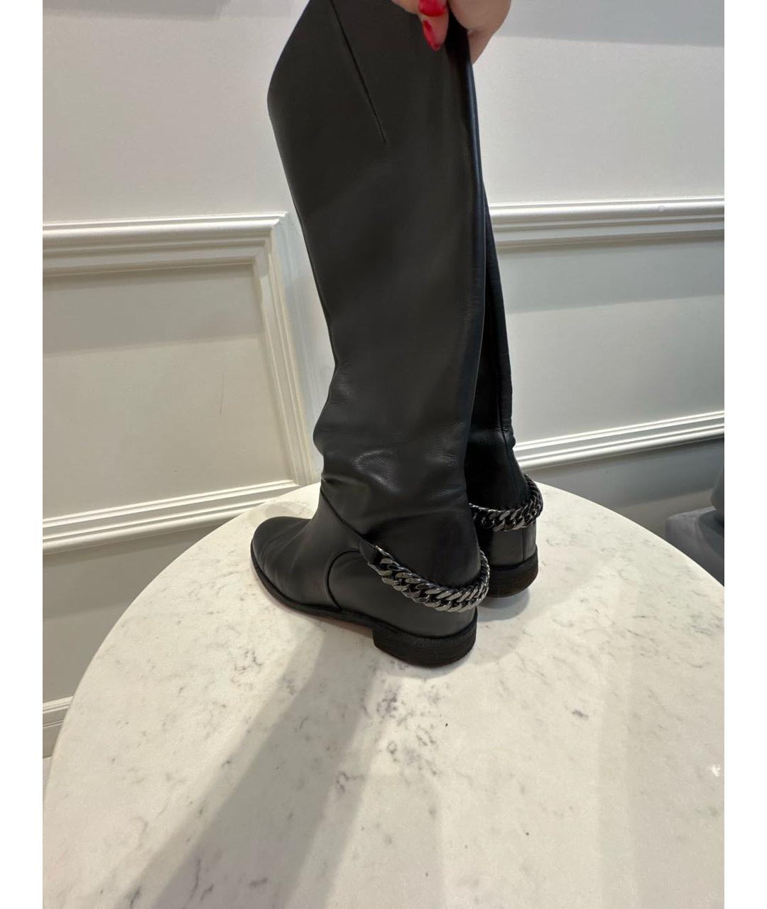 CHRISTIAN LOUBOUTIN Черные кожаные сапоги, фото 6