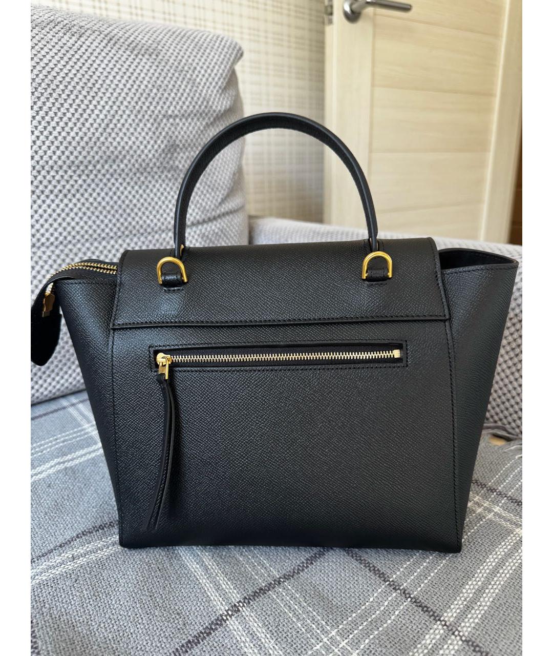 CELINE Черная кожаная сумка с короткими ручками, фото 3