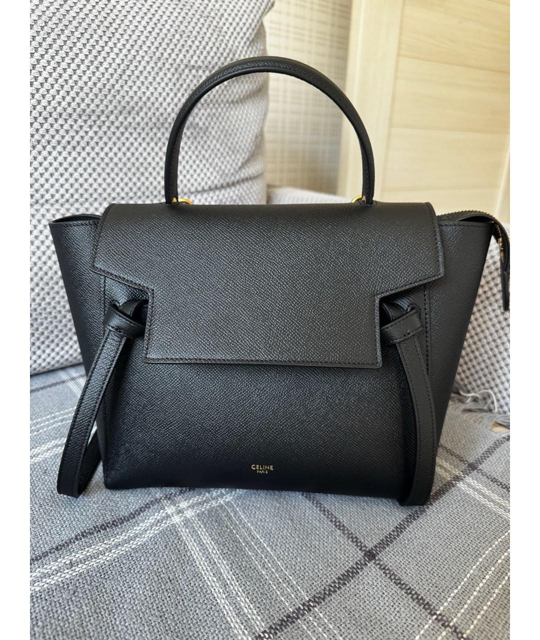 CELINE Черная кожаная сумка с короткими ручками, фото 7