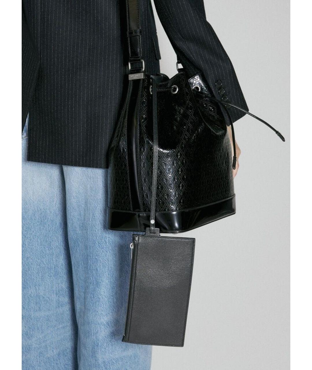 SAINT LAURENT Черная сумка тоут из лакированной кожи, фото 2