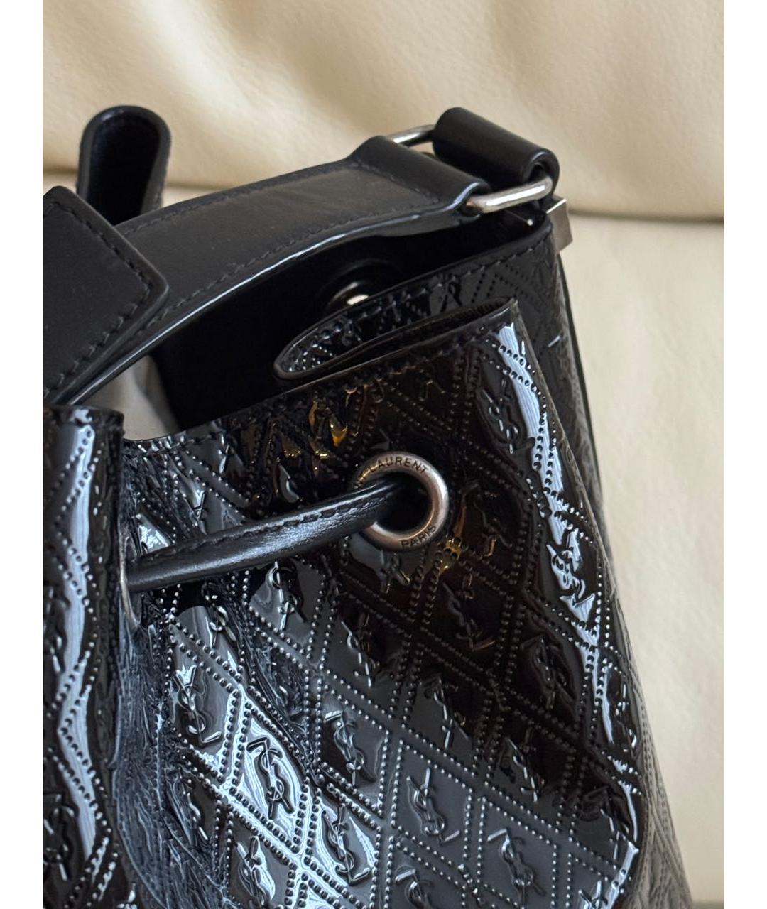 SAINT LAURENT Черная сумка тоут из лакированной кожи, фото 6