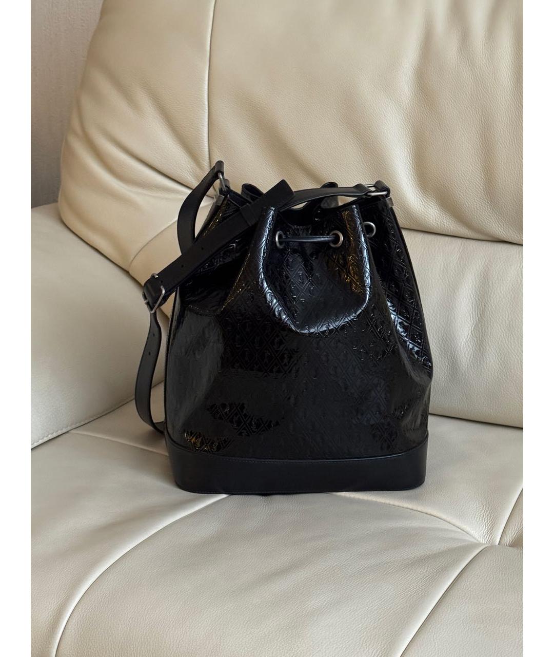SAINT LAURENT Черная сумка тоут из лакированной кожи, фото 5
