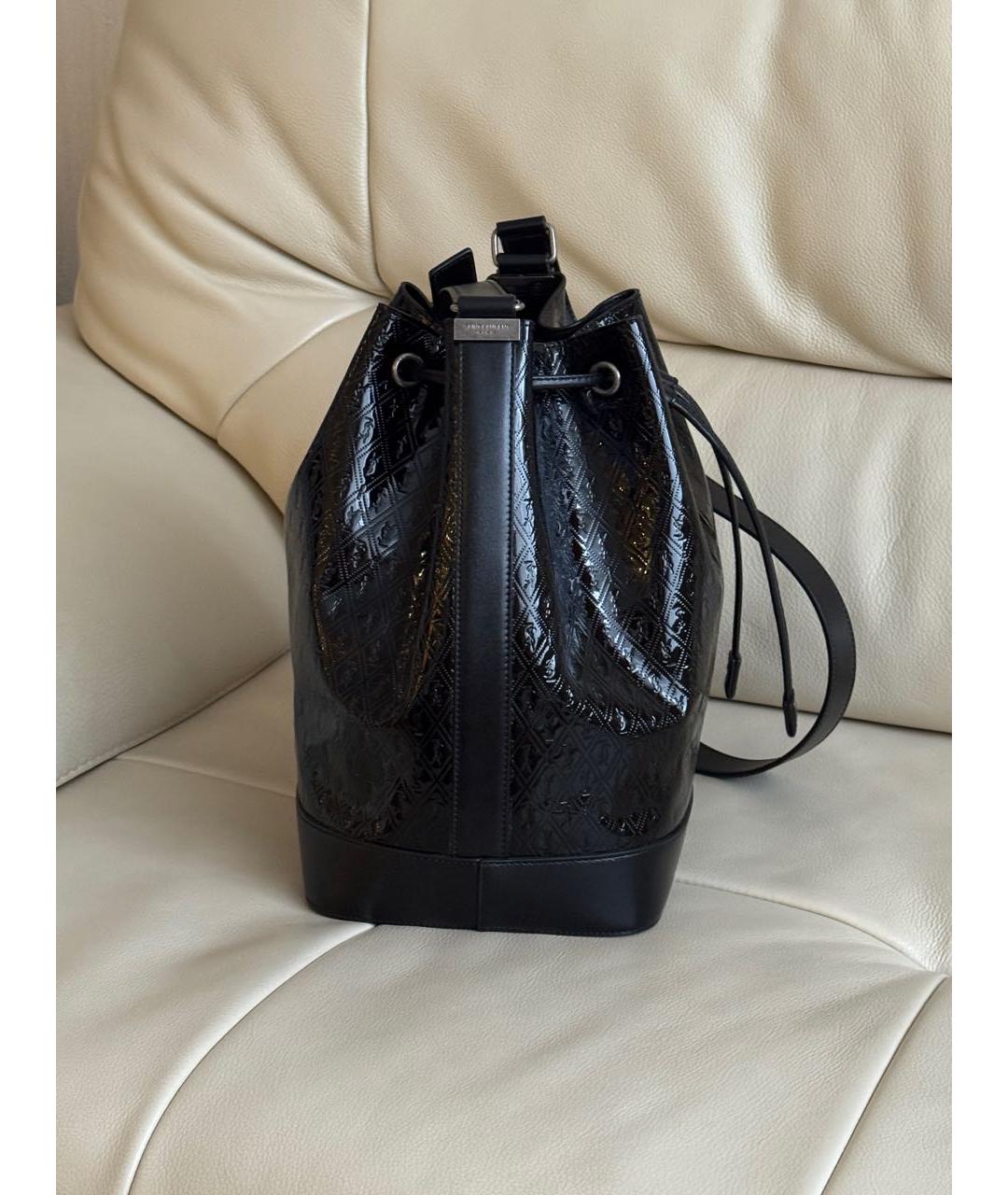 SAINT LAURENT Черная сумка тоут из лакированной кожи, фото 3