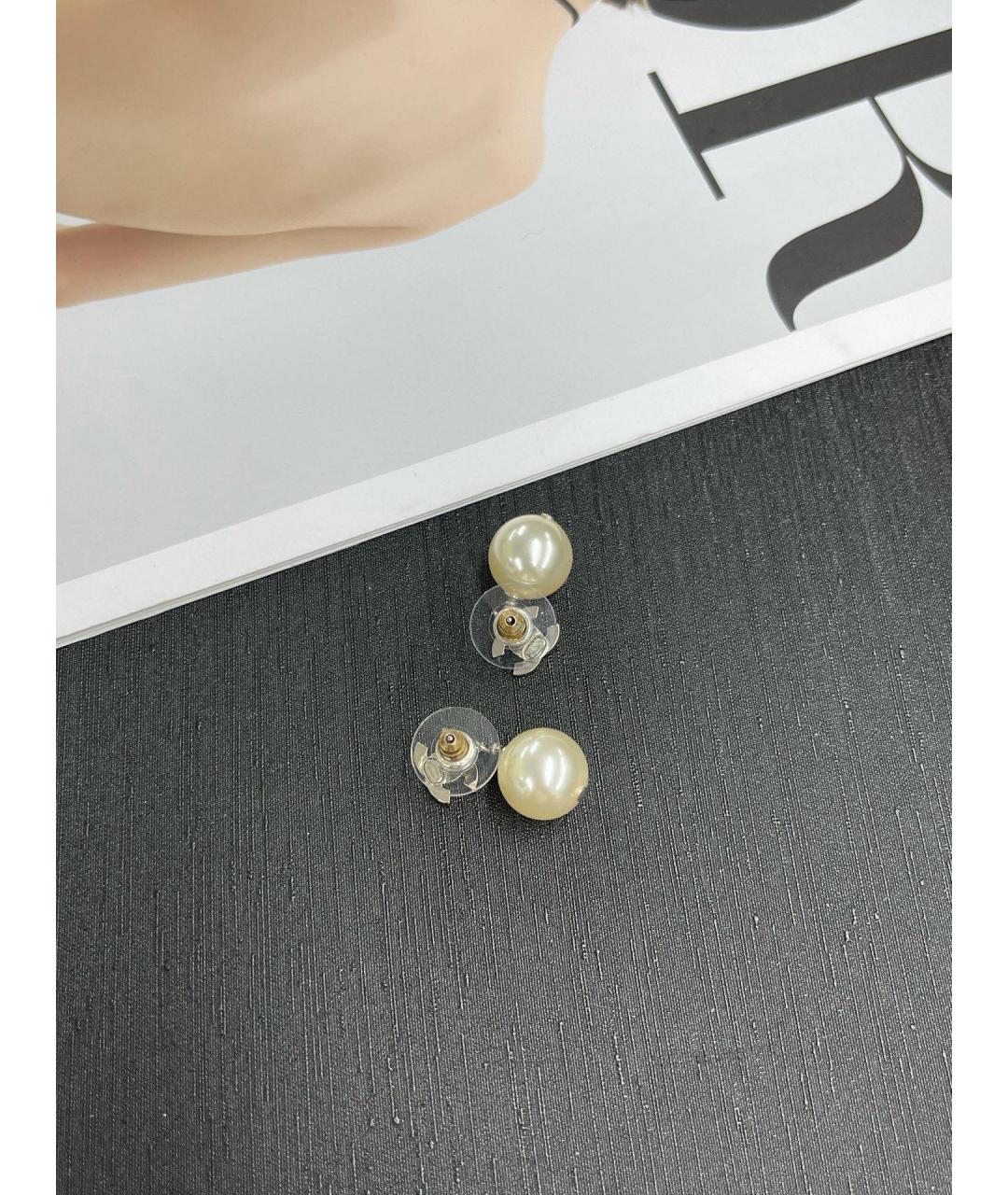 CHANEL Белые металлические серьги, фото 5