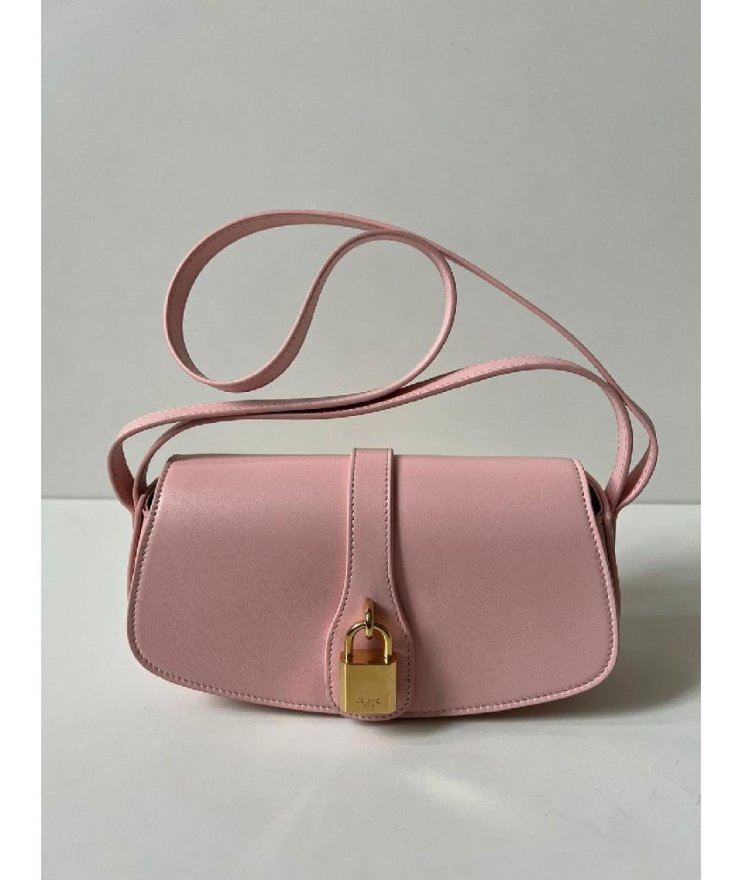 CELINE Розовая кожаная сумка через плечо, фото 8