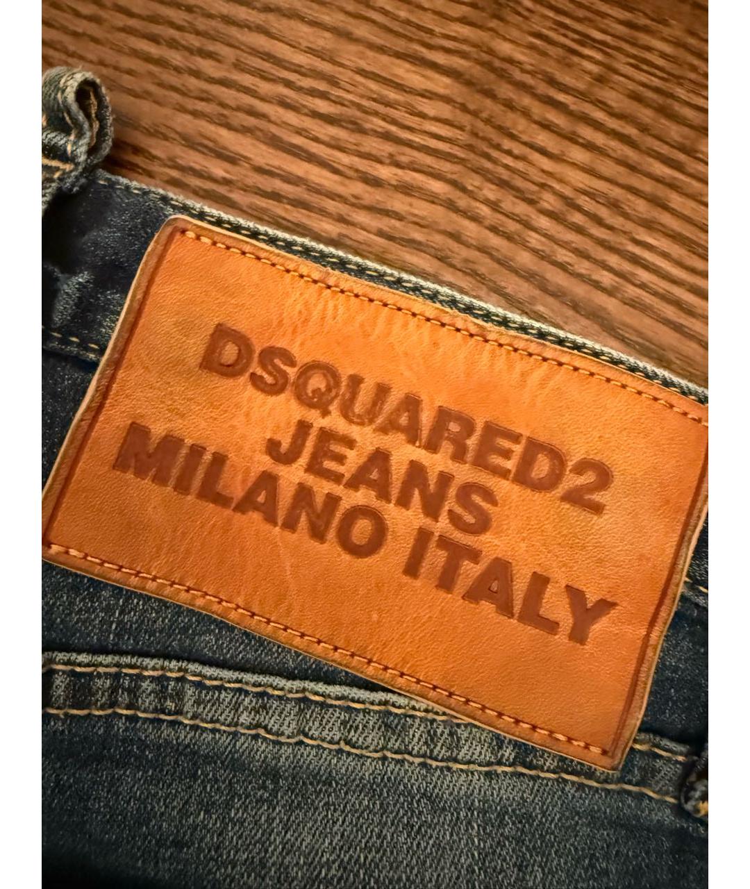 DSQUARED2 Синие хлопко-эластановые джинсы клеш, фото 7